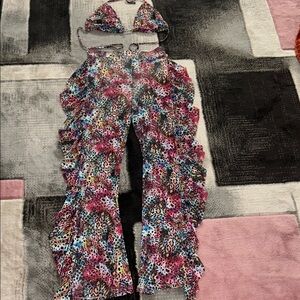 Banjul Multicolor Bikini Set with Ruffle Pants